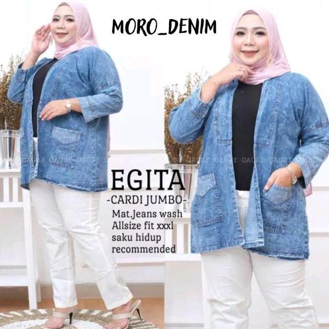 PALING MURAH CARDIGAN JEANS WANITA JUMBO/OUTER JEANS WANITA BIG SIZE/OUTER PALING MURAH