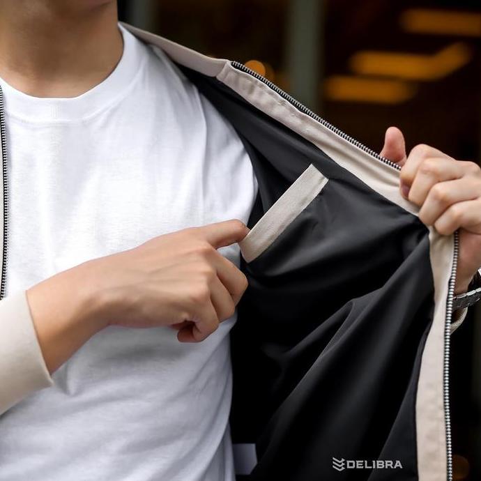 Uomo- Delibra Jaket Bomber Canvas Pria Light Cream