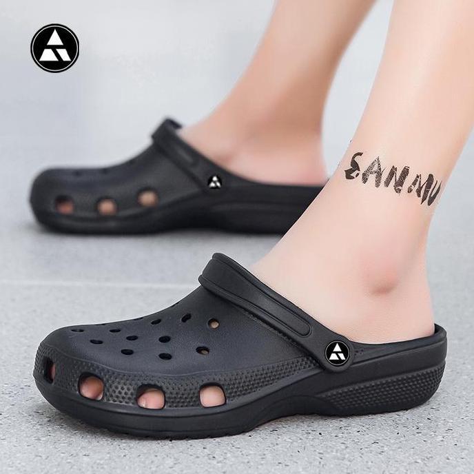 Sandal Rumah Sandal Kodok Pria Baim Fuji Clog Jelly Anti Air Karet Wedges Big Size 40-45 - Sendal, S