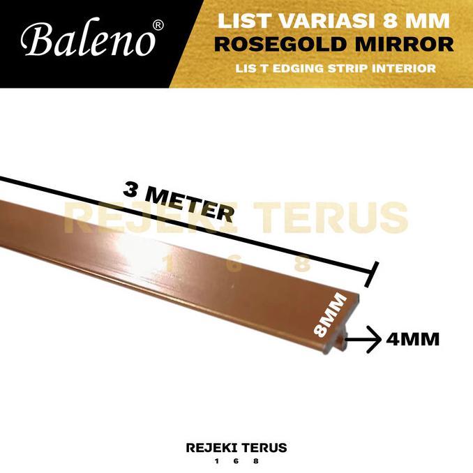 List Lis T Variasi 8 mm Rosegold Mirror Aluminium Edging Strip Termurah