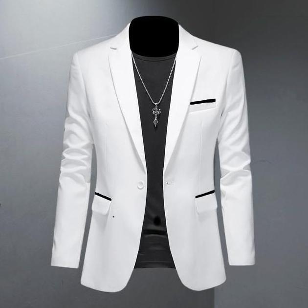 Uomo- Dvandra.Id Jas Blazer Pria Putih Biru Original Slimfit Formal Casual Slim