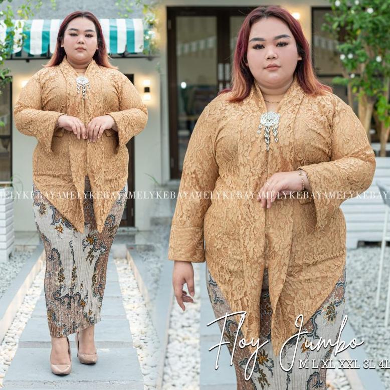 Promo  Nasywa Setelan Kebaya Jumbo Ld 140Cm / Floy Kartini Brokat Jumbo / Kebaya Encim Big Size