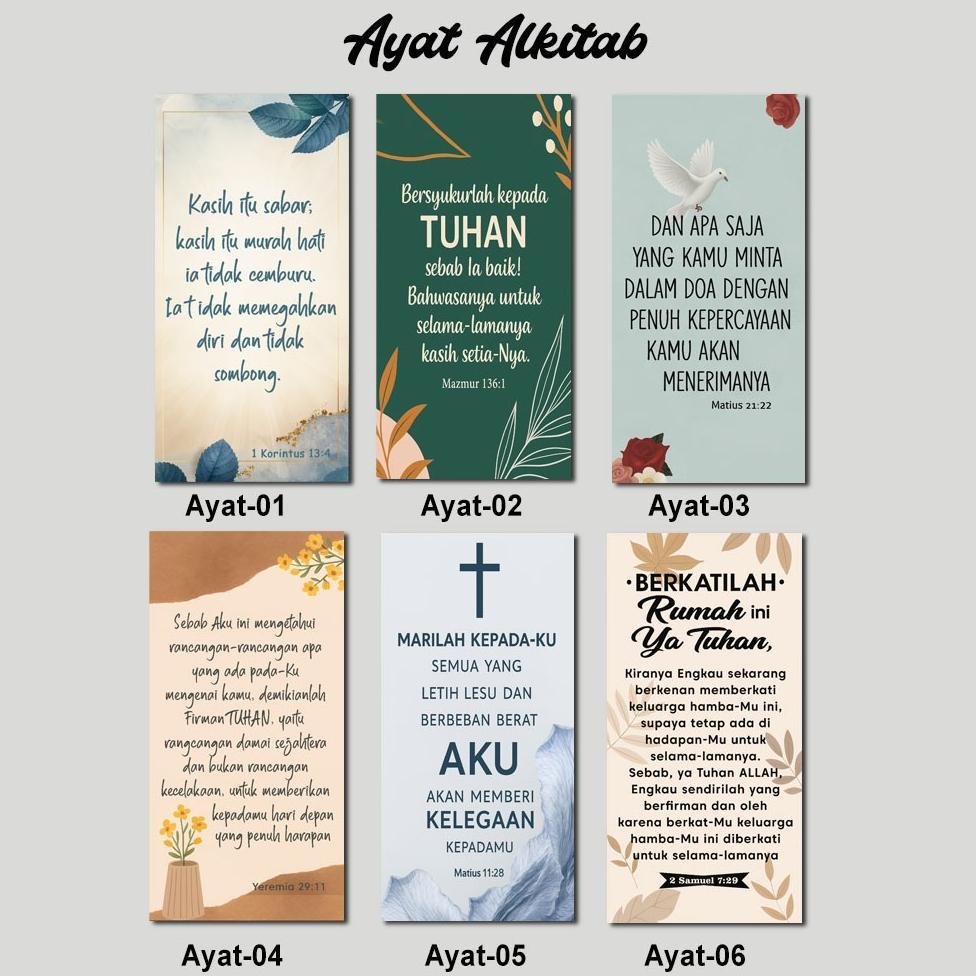 Hiasan dinding minimalis | Ayat alkitab - Ayat Alkitab Kristen Aesthetic Set 6pcs Termurah