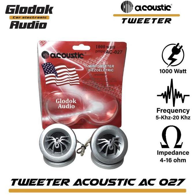 Promo Acoustic Tweeter Mobil AC 027 Sepasang Car 6907 1000 Watt 5-Khz-20 Khz Impedansi 4-16 Ohm Glod