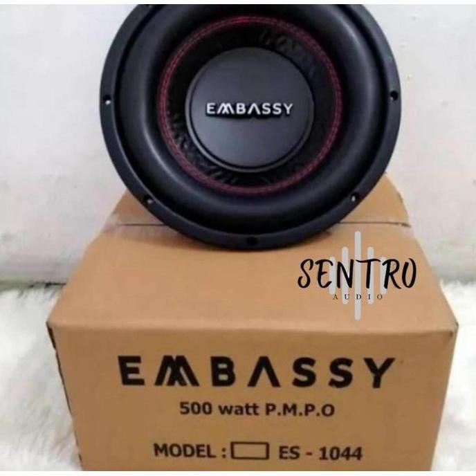 Promo Embassy Subwoofer 10 Inch ES-1044 Double Coil Speaker Mobil 500 Watt 4 Ohm 34Hz-200Hz Sensitiv