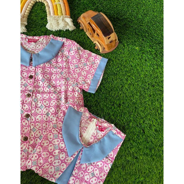 Premium Batik Costume Blus Batik Anak Perempuan Bluei Pink Top Batik Anak Pink Kawung Atasan Anak Se