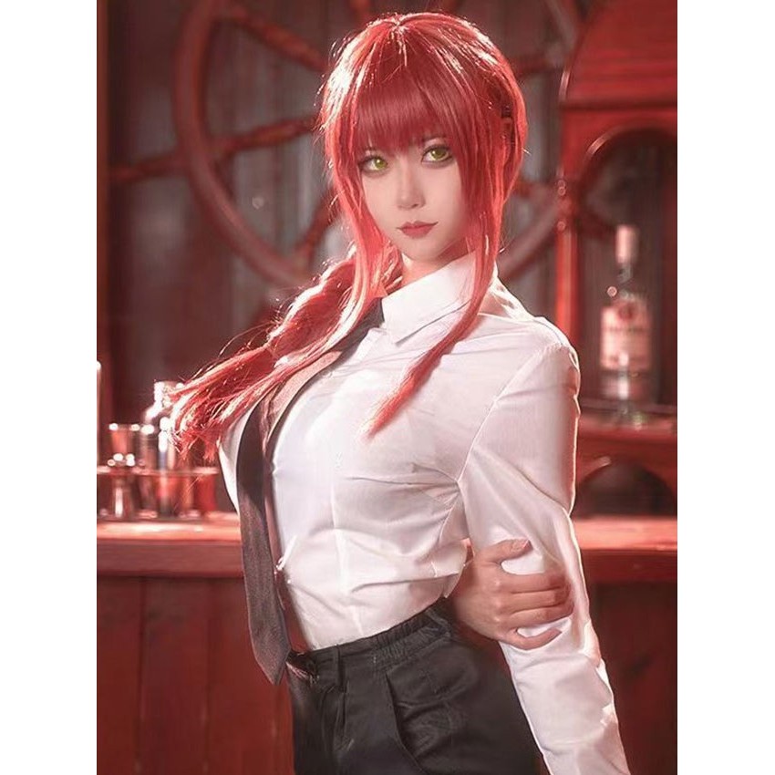 Wig Makima Cosplay Chainsaw Man Rambut Palsu Full Wig Cosplay Anime Chainsaw Man Anime Chainsawman W