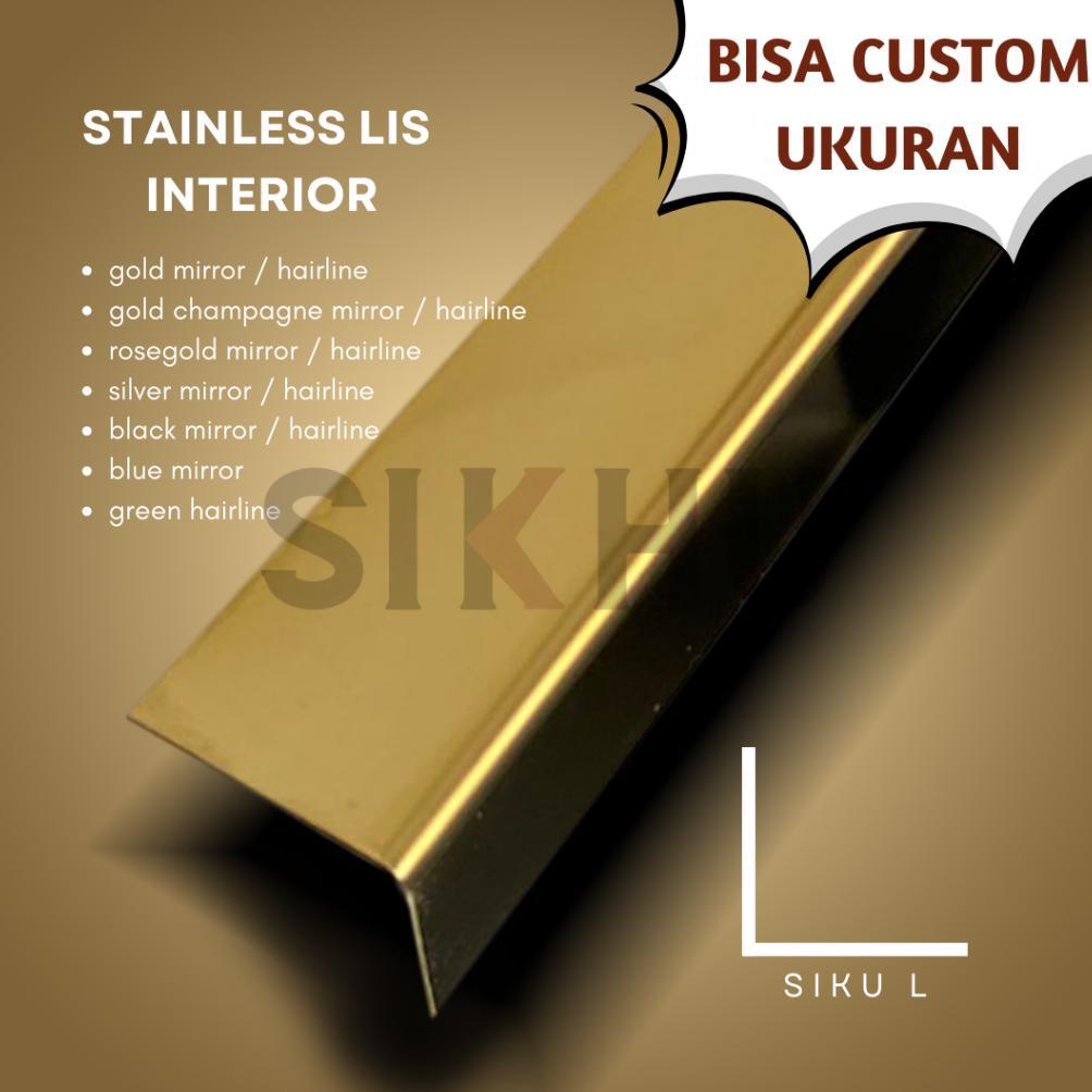 LIST SIKU L GOLD MIRROR / HAIRTEBAL 0.8MM PANJANG 3 METER STAINLESS SS 201 | KANAL L GOLD | LIST L |