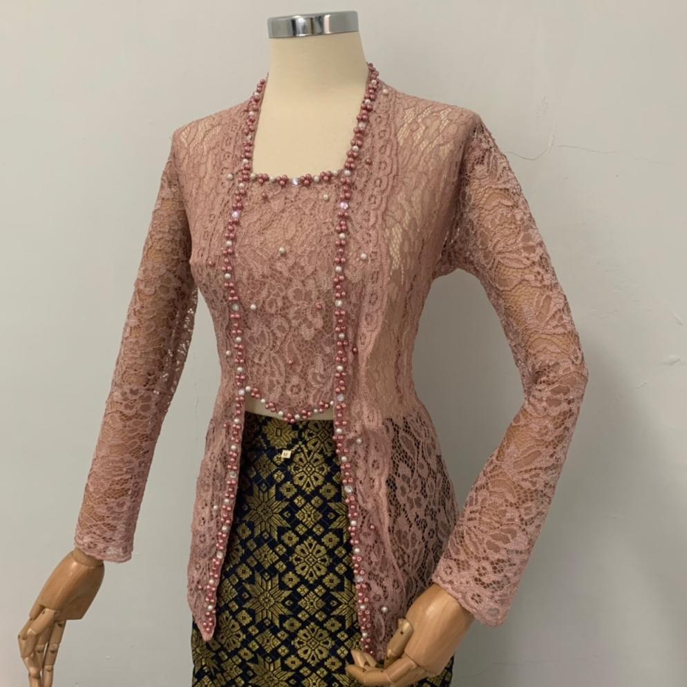 Murah !!! Kebaya Kancing Samping Modern Bunga-Bunga Xs-3Xl