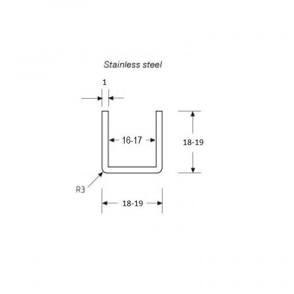 List U Shape Stainless Plat Siku Profil U Shape Stainless Steel 300 cm