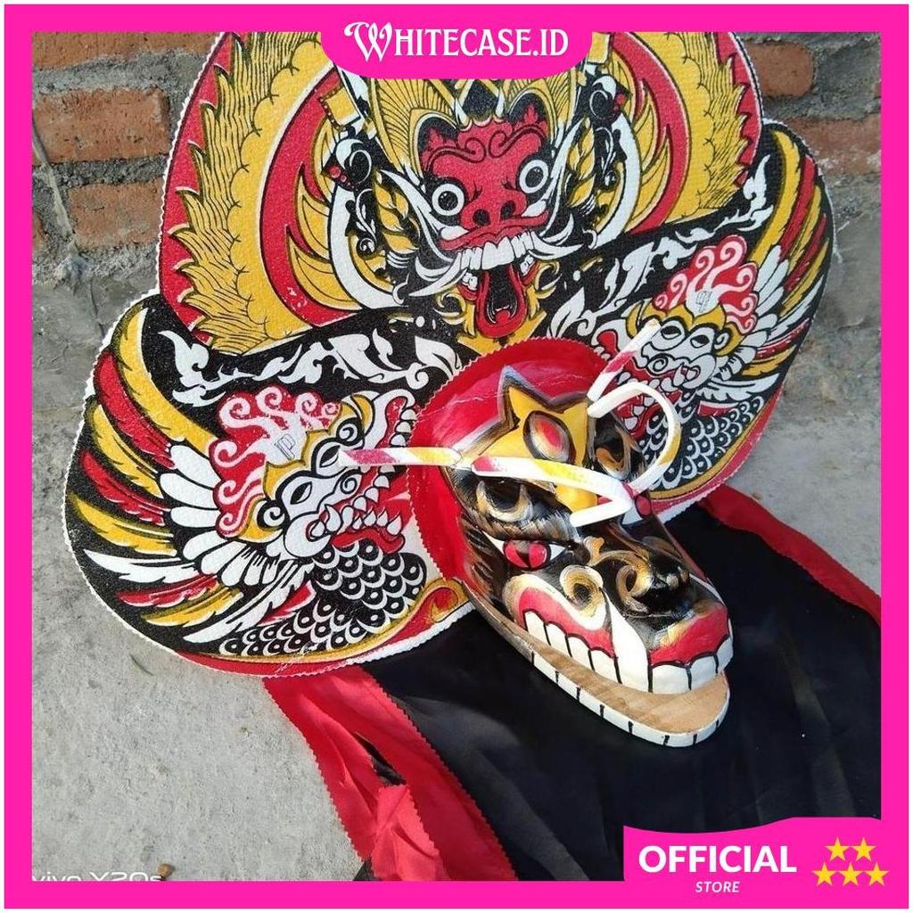 Mainan topeng barongan anak tradisional caplokan devil spon kecil anak 2-4 tahun kucing kain panjang