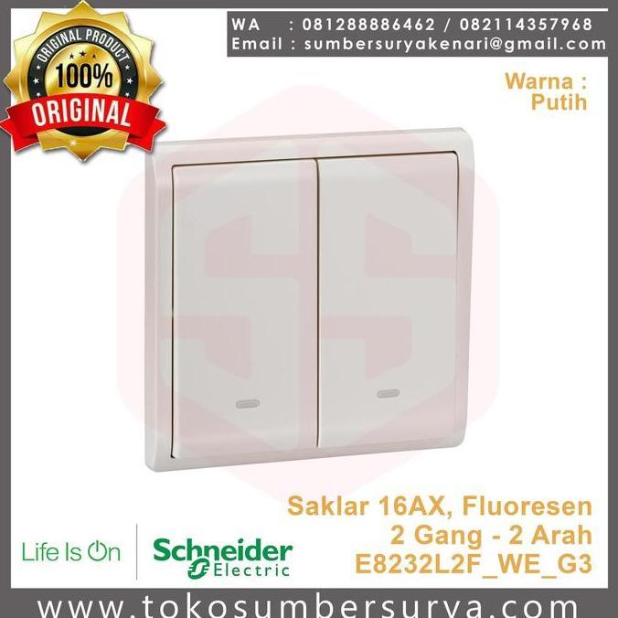 SAKLAR 2 GANG / DOUBLE / TUNGGAL HOTEL FLUORESEN PIENO SCHNEIDER PROMO
