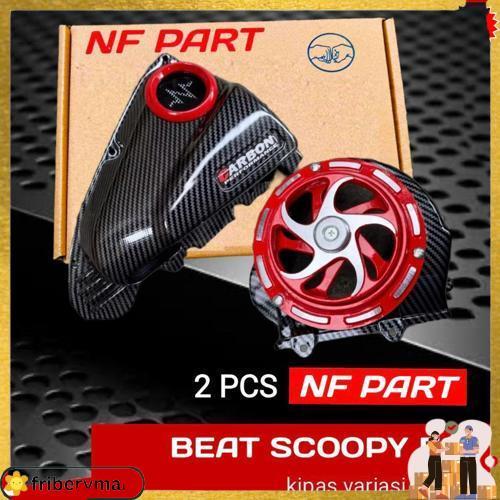 2 Pcs Paket Corong Udara Carbon Dan Sepiner Merk Nf Part Beat Esp 2016-2019  Tutup Filter Beat Esp S