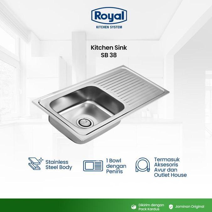 Royal Kitchen Sink Wastafel Dapur SB 38 | Bak Cuci Piring 86 x 43 Cm