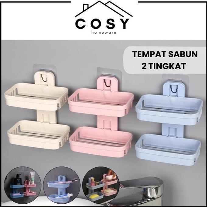 ORIQIR COSY Tempat Sabun Batang 2 Tingkat Kotak Sabun Kamar Mandi 2 Susun Rak Kamar Mandi Tempat Sab