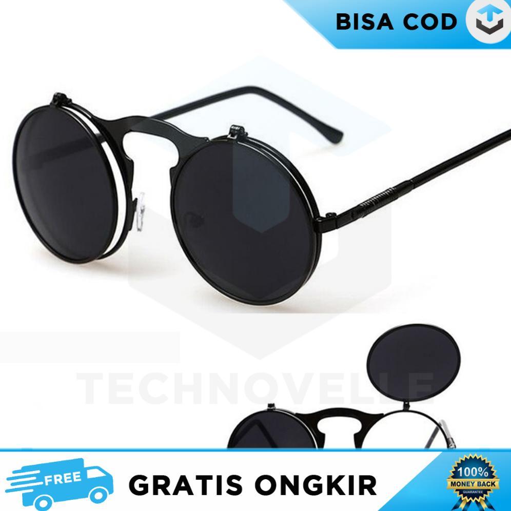 Murah Kacamata Hitam Bulat Fashion Polarized Uv Lens Trendy Outdoor Casual Style Keren Modis Pria Wa