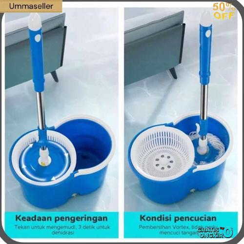 Set Alat Pel Otomatis Dengan Wadah Pel - Tempat Pel Sistem Peras, Plastik Tebal Tahan Lama Untuk Lan