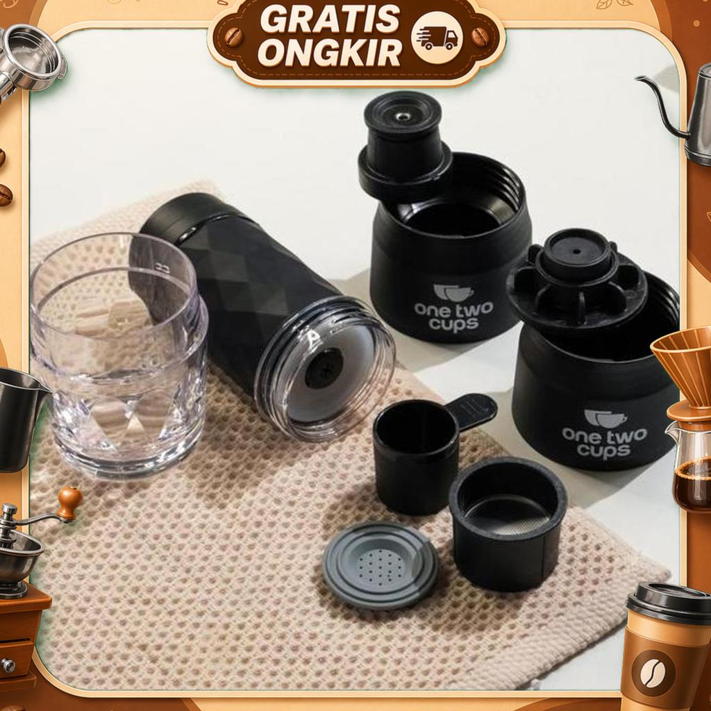 Alat Kopi One Two Cups Hand Press Mini Espresso Coffee Maker - Hs-8439