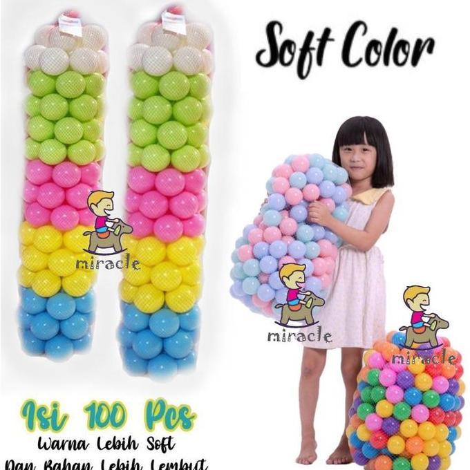 Mandi Bola Warna PASTEL isi 100 pcs SNI - mandi bola warna - mandi bola pastel - Lebih Soft Toys