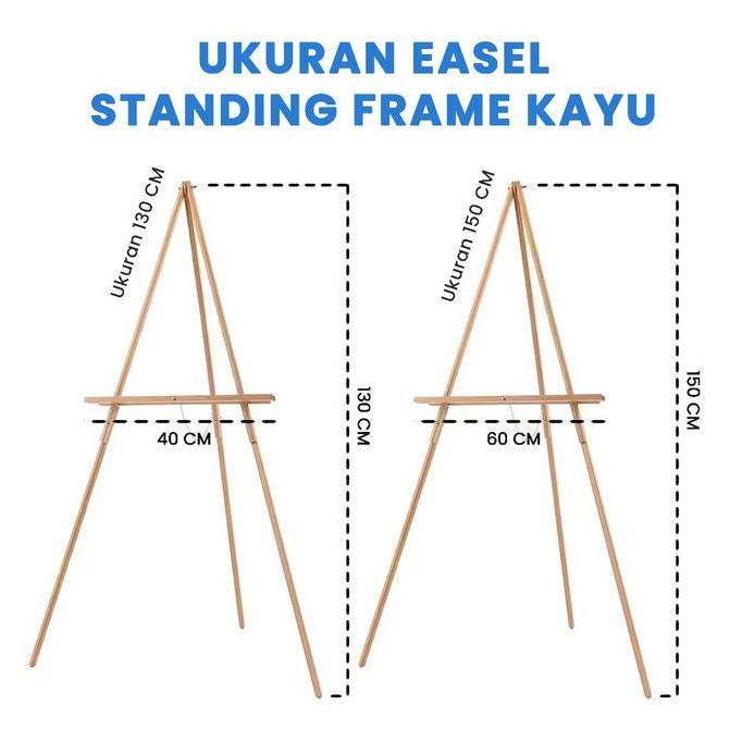 Easel Stand Kayu Standing Frame Penyangga Canvas Foto Welcome Sign Wedding Papan Akrilik White Board