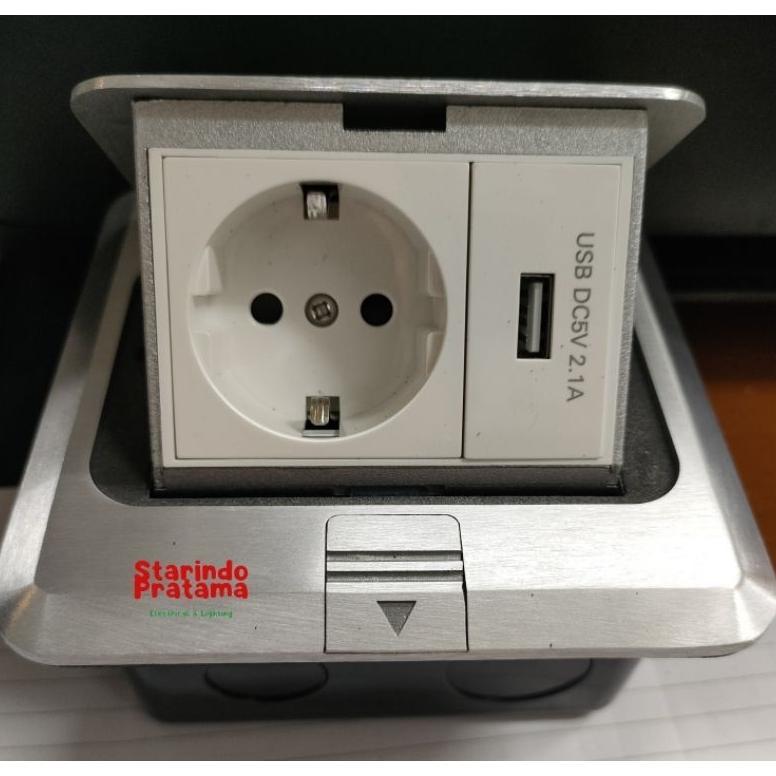 STOP KONTAK LANTAI / STOP KONTAK LANTAI TANAM FLOOR POP UP SOCKET ARDE + USB