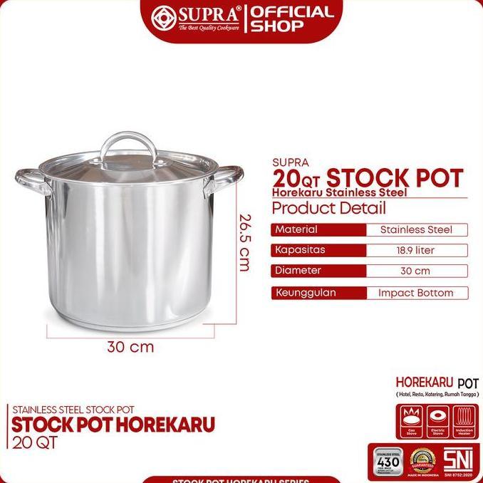 Sale Supra Panci Stainless Steel 20 Qt Stock Pot Horekaru