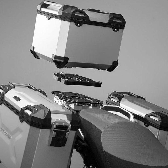 SW Motech Top Box Bagasi Motor Trax ADV Top Case Aluminum 38L Black & Silver