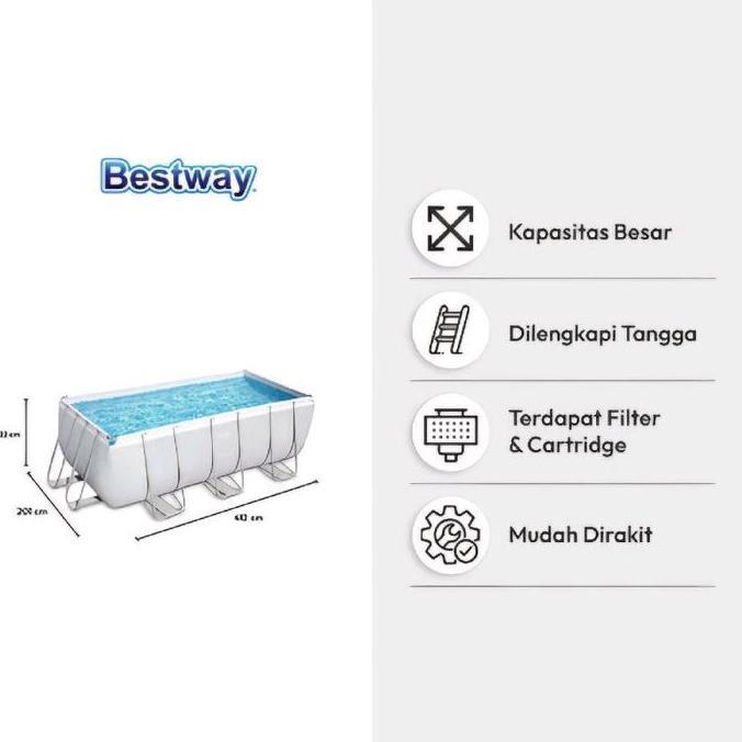 Bestway Set Kolam Renang Air Portabel Frame Dengan Filter 412X201X122 Cm