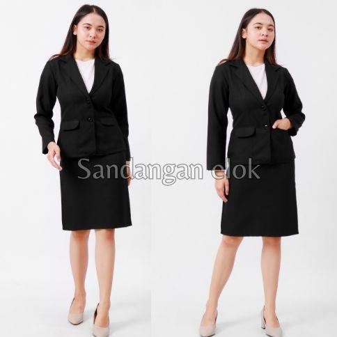 PREMIUM ONE SET JAS BLAZER WANITA DAN ROK PENDEK