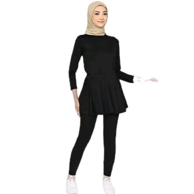 Majimoto6 - Legging Rok Polos Spandek Menyatu