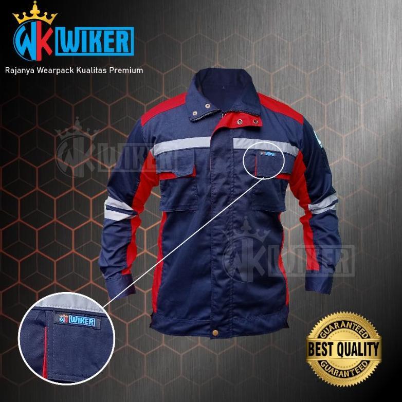 BEST SELLER WEARPACK SAFETY NAVY MERAH - BAJU PROYEK - WERPACK KERJA - BAJU SAFETY - JAKET WERPACK W