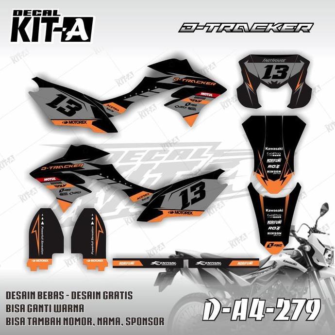 Decal Sticker Kawasaki New Dtracker Full Body motif petir gradasi biru ungu D-A4-279