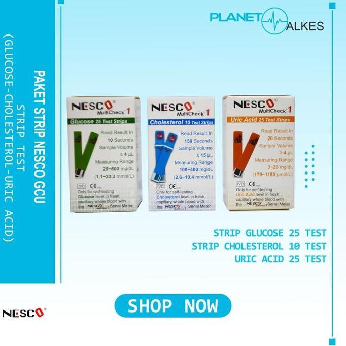 Paket Refiil Strip NESCO GCU Lengkap (Kolesterol,Gula Darah, Asam Urat)