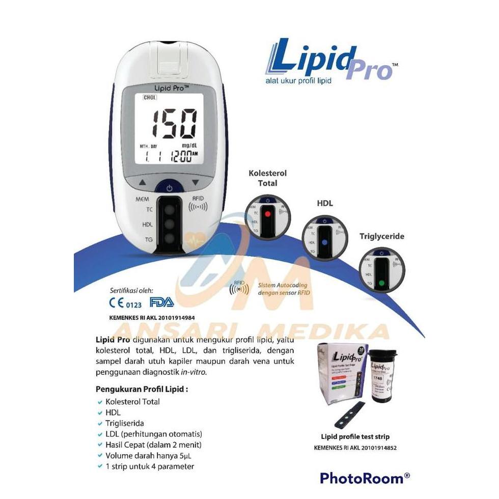 Alat Tes Lipid Pro Kolesterol Trigliserida HDL LDL Glucose Meter