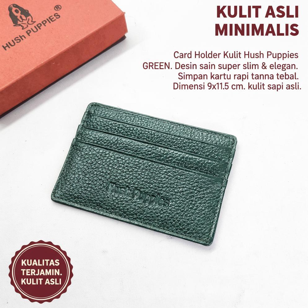 DOMPET PRIA & WANITA HUSH PUPPIES SLIM HIJAU PUM / KECIL MINIMALIS DOMPET SAKU KULIT ASLI Termurah