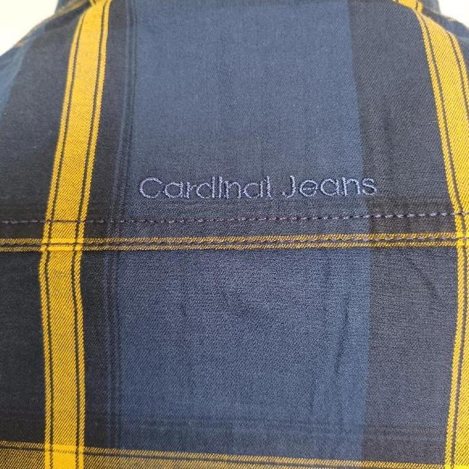 KEMEJA CARDINAL JEANS SLIMFIT PREMIUM QUALITY WARNA NAVY GARIS KUNING