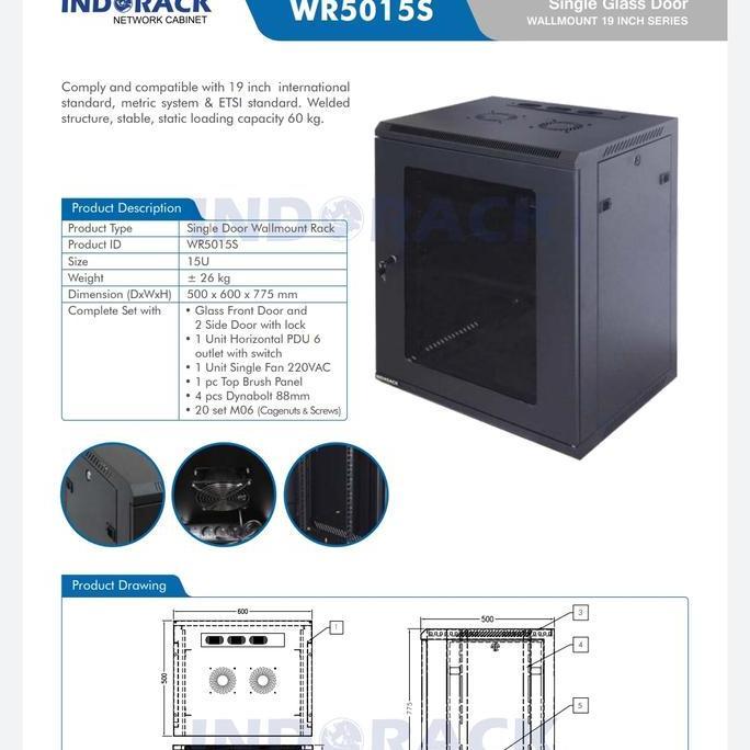 TERLARIS NEW WALLMOUNT 15U INDORACK SINGLE DOOR MM WR5015S RACK SERVER