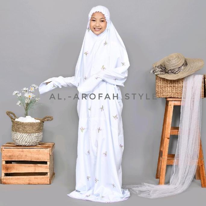 Okeajalah- Mukena Terusan Anak Remaja Bunga Buket Mukena Smp/Anak Sd Katun Travelling