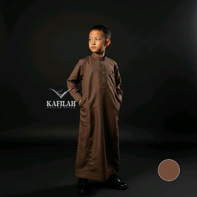 Okeajalah- Kafilah Muslim Gamis Anak Remaja Pria Polos Usia 10-15 Tahun Lengan Panjang Manset Kancin