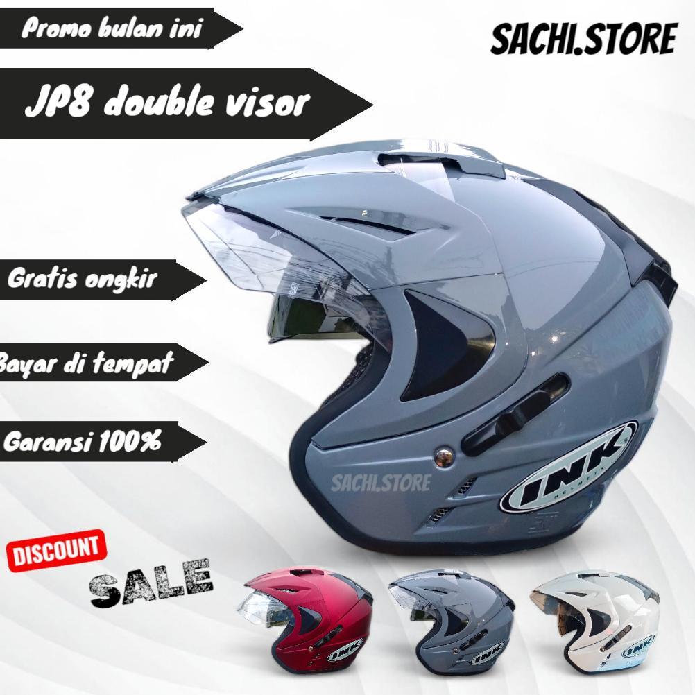 HELM INK DOUBLE VISOR JP8 HELM SNI FREE STICKER / Helm jp8 Double Visor ( BUKAN INK ORI )