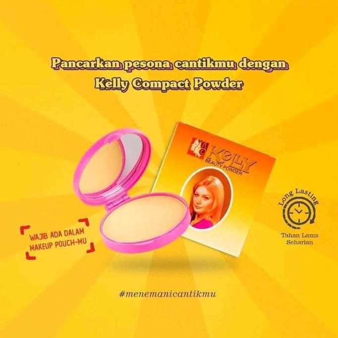 Makeyou- Bedak Kelly Beauty Compact Powder Bedak Padat Kelly Natural  Kuning Langsat