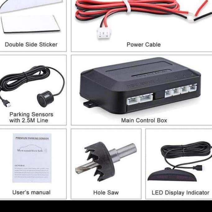 Sensor parkir mobil mundur + display 4 titik bunyi