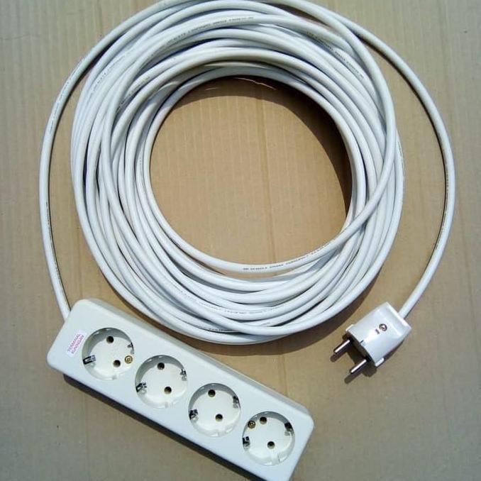 Stop Kontak 4 Lubang + Steker Broco + Kabel 15 Meter Rakitan