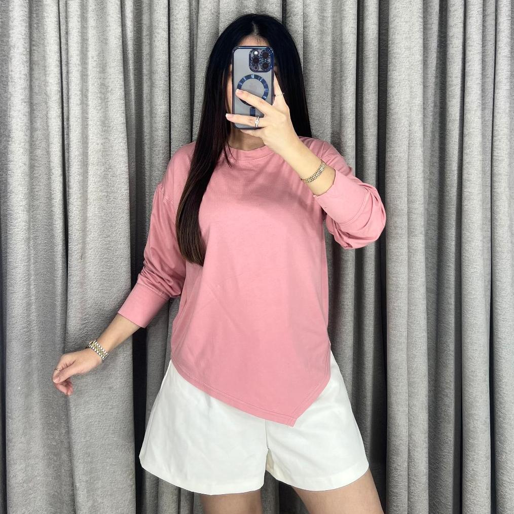 Crop Top Wanita - Vivienne Top - Tshirt Wanita Lengan Panjang Asymmetric Top