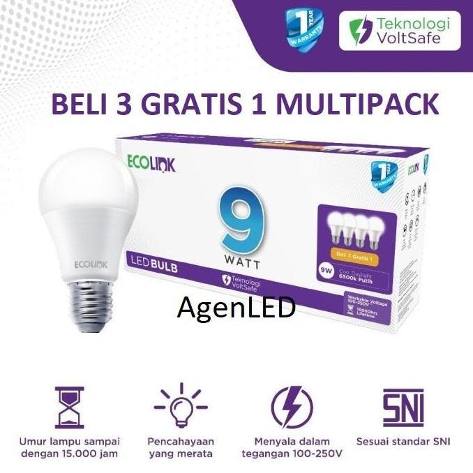 ECOLINK Lampu LED 10W Bulb Bohlam 10 w watt 10watt putih white MULTIPACK