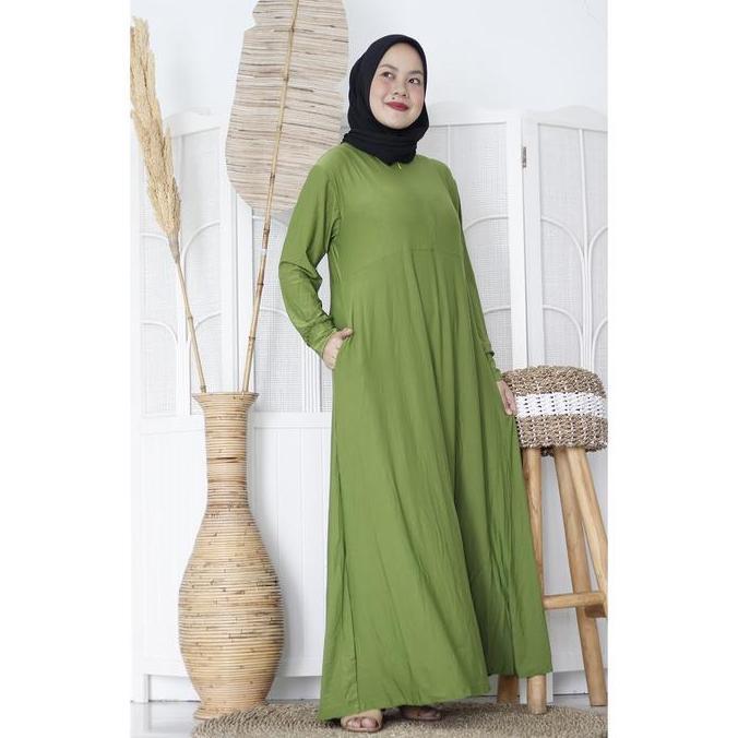 Shukyo- Gamis Jersey Polos Super Jumbo Xxxl Tebal Adem Baju Gamis Dress Mayung Lengan Panjang Muslim