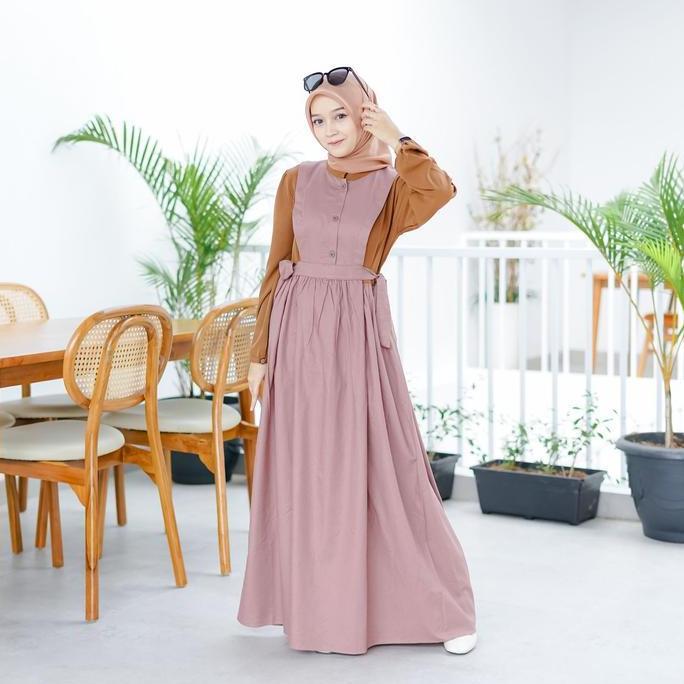 Shukyo- [Myza] Free Hijab Camila Dress Casual Formal Katun Linen Muslim Panjang