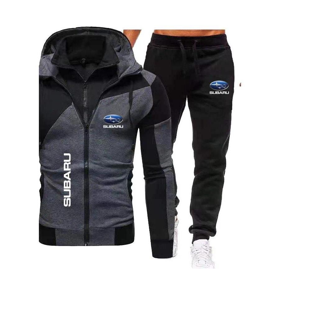 Men's SUBARU popular sports splicing jacket set hooded cardigan sweatshirt jacket set men's fashion 