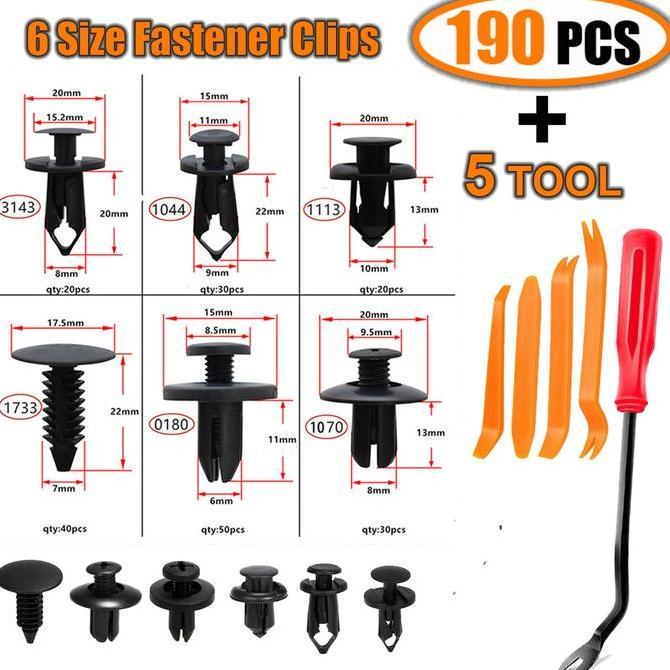 190Pcs Baut Rivet Mobil Universal Clip Kancing 190Pcs Baud Riveter Klip Kancing Toyota - Hyundai Dai