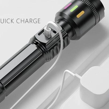 Senter Led Zoom Super Terang Jarak Jauh + Lampu Samping / Senter Led